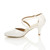 Left side view of White Patent Mid High Block Heel Strappy Crossover Open Side Shoes Sandals