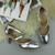 Closeup view of features of Silver PU Mid High Block Heel Strappy Crossover Open Side Shoes Sandals