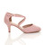Right side view of Pale Pink Suede Mid High Block Heel Strappy Crossover Open Side Shoes Sandals