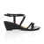 Right side view of Black PU Mid Wedge Heel Strappy Sandals
