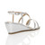 Back right side view of Silver PU Mid Wedge Heel Strappy Sandals