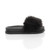 Right side view of Black Fur Flatform Studded Fluffy Faux Fur Sliders Sandals