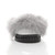 Front view of Grey Fur Flatform Studded Fluffy Faux Fur Sliders Sandals