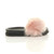 Right side view of Pink Fur Flatform Studded Fluffy Faux Fur Sliders Sandals