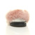 Front view of Pink Fur Flatform Studded Fluffy Faux Fur Sliders Sandals