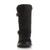 Front view of Black Suede Low Wedge Heel Biker Knitted Collar Comfort Calf Boots