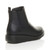 Back right side view of Black PU Low Wedge Heel Chelsea Comfort Ankle Boots
