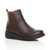 Front right side view of Brown PU Low Wedge Heel Chelsea Comfort Ankle Boots