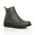 Front right side view of Khaki PU Low Wedge Heel Chelsea Comfort Ankle Boots