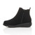 Left side view of Black Suede Low Wedge Heel Chelsea Comfort Ankle Boots