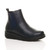 Front right side view of Navy PU Low Wedge Heel Chelsea Comfort Ankle Boots