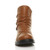 Front view of Tan PU Low Wedge Heel Button Comfort Ankle Boots