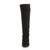 Front view of Black Suede Flat Low Heel Knee High Stretch Elastic Croc Riding Boots