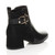 Back right side view of Black PU Low Mid Block Heel Buckle Smart Chelsea Ankle Boots