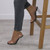 Front right side view of Black Suede High Block Heel Barely There Strappy Clear Perspex Sandals 