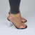 Model wearing Black Suede High Block Heel Barely There Strappy Clear Perspex Sandals 