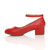 Left side view of Red PU Low Mid Block Heel Ankle Strap Smart Work Comfort Shoes