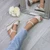 Model wearing Beige PU High Wedge Heel Cork Platform Buckle Sandals