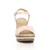 Front view of Beige PU High Wedge Heel Cork Platform Buckle Sandals