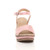 Front view of Pale Pink Suede High Wedge Heel Cork Platform Buckle Sandals
