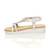 Left side view of Silver Low Wedge Heel Flatform Diamante T-Bar Slingback Sandals