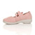 Left side view of Pale Pink PU Flat Grip Sole Padded Mary Jane Hook & Loop Comfort Shoes