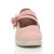 Front view of Pale Pink PU Flat Grip Sole Padded Mary Jane Hook & Loop Comfort Shoes
