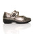 Right side view of Bronze PU Flat Grip Sole Padded Mary Jane Hook & Loop Comfort Shoes