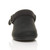 Front view of Black PU Slip On Comfort Slingback Wedges Clogs Mules Front view of Black PU Slip On Comfort Slingback Wedges Clogs Mules