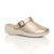 Front right side view of Gold PU Slip On Comfort Slingback Wedges Clogs Mules