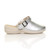 Right side view of Silver PU Slip On Comfort Slingback Wedges Clogs Mules Right side view of Silver PU Slip On Comfort Slingback Wedges Clogs Mules