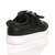 Back right side view of Black PU Flat Low Heel Bow Diamante Strap Trainers Sneakers