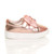 Right side view of Rose Gold PU Flat Low Heel Bow Diamante Strap Trainers Sneakers