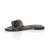 Left side view of Black PU Flat Slip On Studded Diamante Mules Sandals Flip Flops