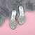 Silver PU Flat Slip On Studded Diamante Mules Sandals Flip Flops