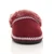 Front view of Burgundy Suede Fleece Lined Fur Trim Stitch Detail Mule Slippers Scuffs