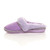 Left side view of Lilac Suede Fleece Lined Fur Trim Stitch Detail Mule Slippers Scuffs