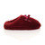 Right side view of Burgundy Fur Fur Fluffy Slip On Mules Grip Sole Scuffs Comfort Slippers
