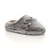 Front right side view of Grey Fur Fur Fluffy Slip On Mules Grip Sole Scuffs Comfort Slippers