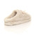 Back right side view of Beige Fur Fur Fluffy Slip On Mules Grip Sole Scuffs Comfort Slippers