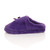 Left side view of Purple Fur Fur Fluffy Slip On Mules Grip Sole Scuffs Comfort Slippers