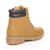 Back right side view of Honey Camel PU Low Heel Lace Up Chunky Fur Lined Military Work Ankle Boots 
