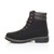 Left side view of Black PU Mens low heel lace up fur lined military work ankle boots 