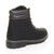 Back right side view of Black PU Mens low heel lace up fur lined military work ankle boots 