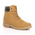 Front right side view of Honey Camel PU Mens low heel lace up fur lined military work ankle boots 