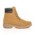 Right side view of Honey Camel PU Mens low heel lace up fur lined military work ankle boots 
