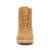 Front view of Honey Camel PU Mens low heel lace up fur lined military work ankle boots 