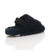 Back right side view of Navy Fur Kids Faux Fur Elastic Strap Peep Toe Slippers 