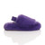 Right side view of Purple Fur Kids Faux Fur Elastic Strap Peep Toe Slippers 