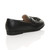 Back right side view of Black PU Flat Low Heel Tassel Vintage Shoes Loafers Brogues 